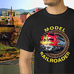 Change Text Model Railroader Red Yellow Diesel Thr T-Shirt<br><div class="desc">Any Railroad Modeller will love this one - See my store for this design on other items - and more great Train Gift Ideas!</div>