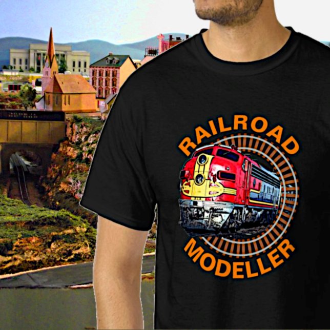 Change Text Railroad Modeller Red Yellow Diesel T-Shirt (Von Creator hochgeladen)