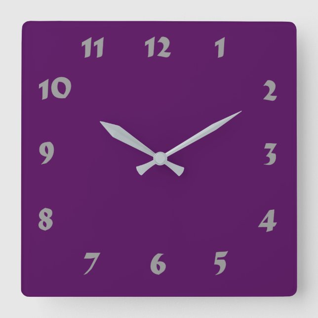 Changeable Numbered Dark Purple Clock Quadratische Wanduhr (Vorderseite)