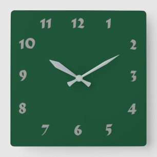 Changeable Numbered Evergreen Green Clock Quadratische Wanduhr