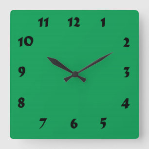 Changeable Numbered Medium Green Clock Quadratische Wanduhr