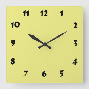 Changeable Numbered Pastel Yellow Clock Quadratische Wanduhr