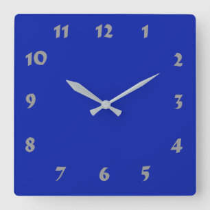 Changeable Numbered Royal Blue Clock Quadratische Wanduhr