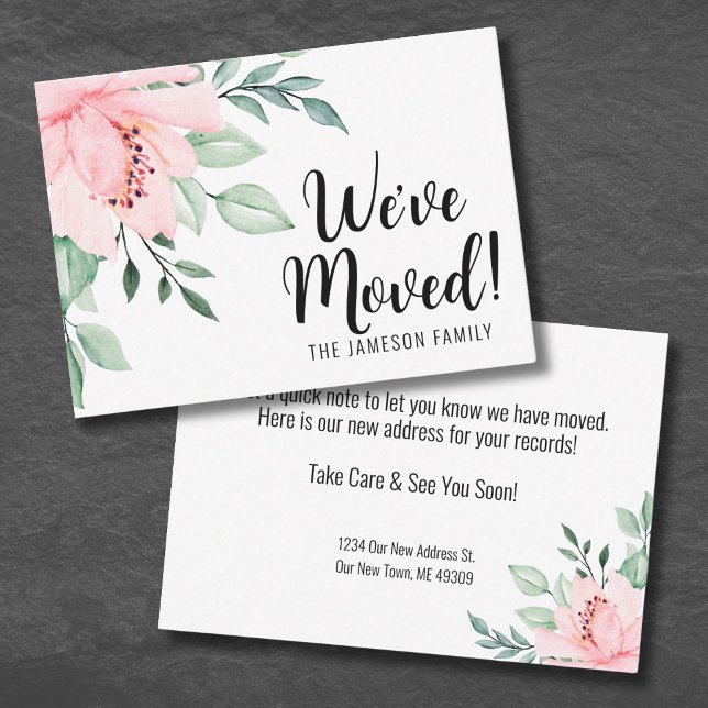 Changement d'adresse Carte de Faire-part Floral Mo (Floral Moving Announcement Card)