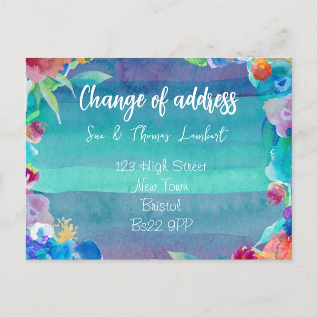 Changement d'adresse carte postale couleur eau (Devant)