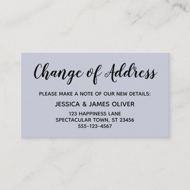 Changement d'adresse minimal et élégant Carte bleu (Devant)