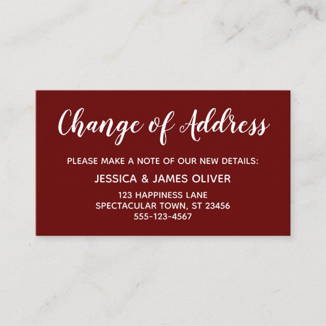 Changement d'adresse minimal et élégant Carte Bour (Devant)