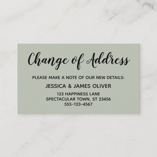 Changement d'adresse minimal et élégant Carte vert (Devant)