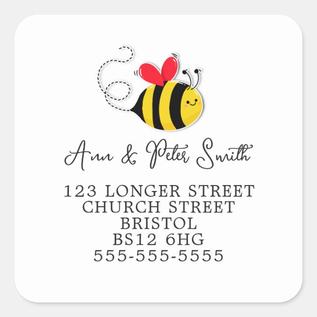 Changement d'adresse retour étiquette abeille mign (Devant)