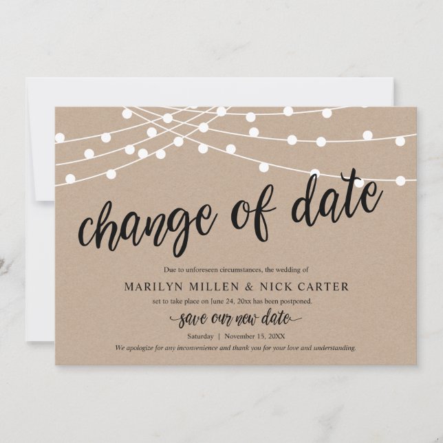 Changement de date, Guirlande lumineuse, Carte d'a (Devant)