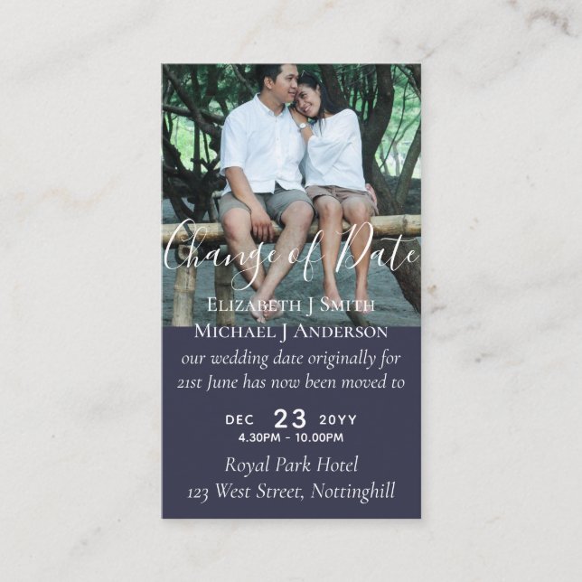 Changement de date Mariage Postponement Invitation (Devant)
