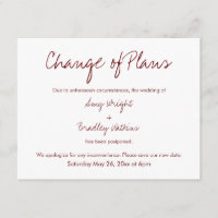 Changement de plan Mariage reporté Carte rouge et