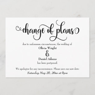 "Changement de plan" Reporté Faire-part Mariage