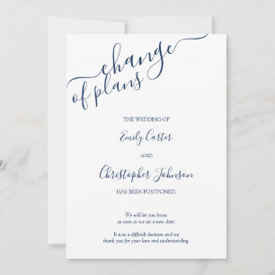 Changement de Plans Élégante Carte Photo Bleue Bla