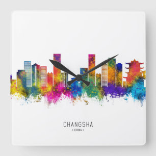 Changsha China Skyline Quadratische Wanduhr
