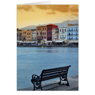 Chania à la tombée de la nuit, Chania, Crète, Grèc