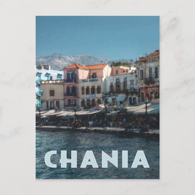 Chania Harbour, Kreta Griechenland Postkarte (Vorderseite)