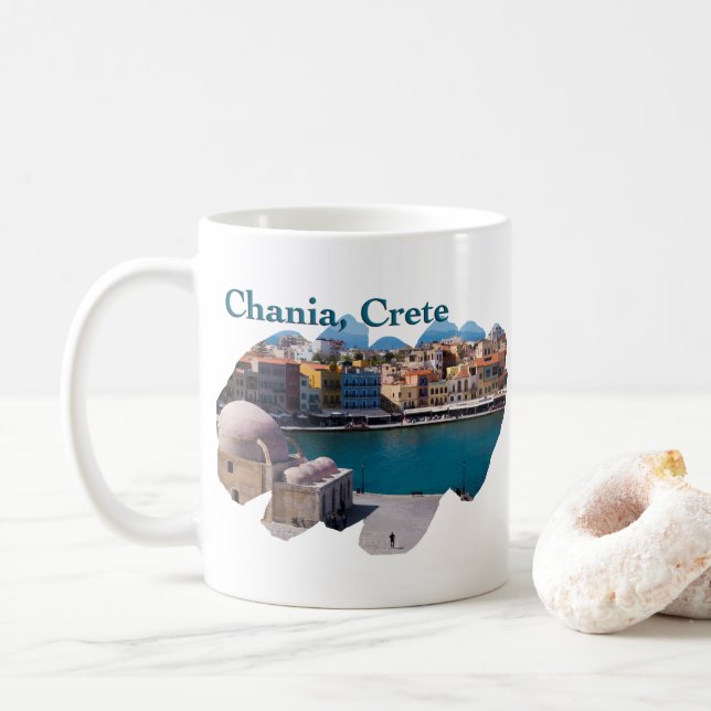 Chania, Kreta: Venezianischer Hafen Kaffeetasse (Mit Donut)