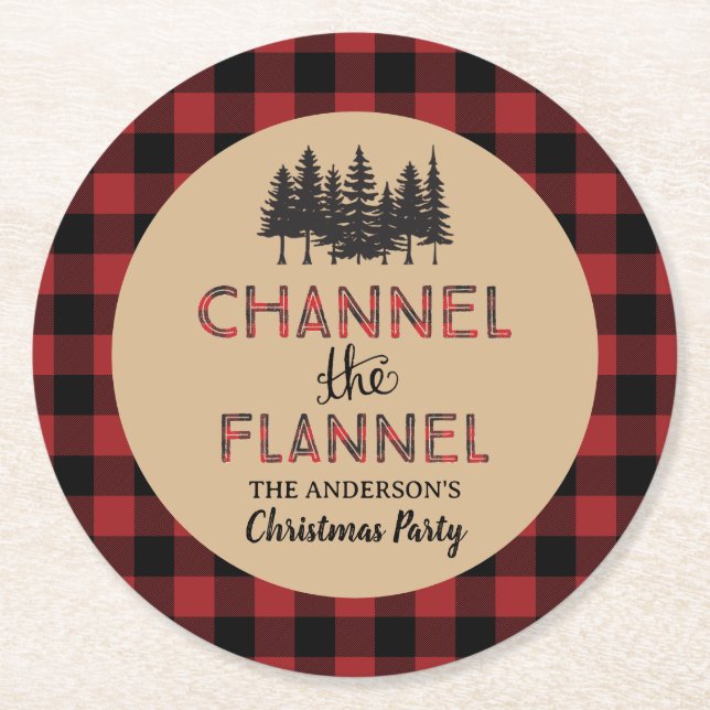 Channel Flannel Weihnachtsbuch-Untersetzer des Par Runder Pappuntersetzer (Vorderseite)