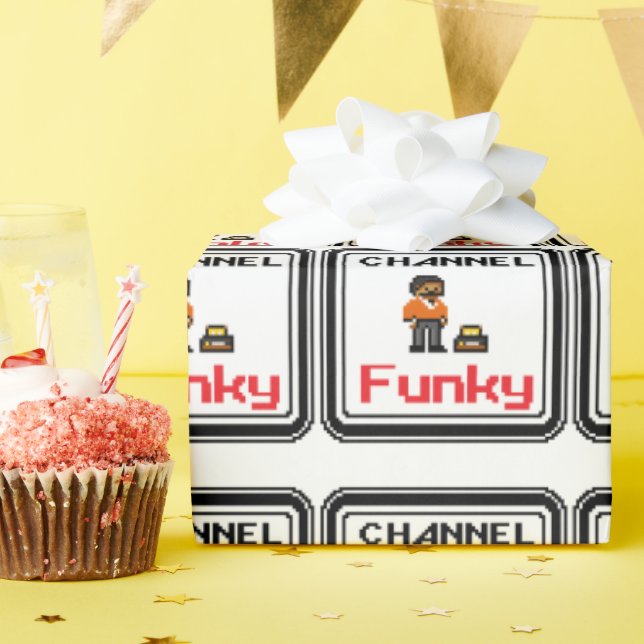 Channel Funky Pixel Art Geschenkpapier (Geburtstagsparty)