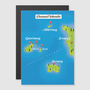 Channel Islands Map Poster. Magnetkarte