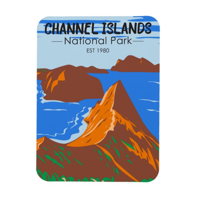 Channel Islands National Park California Vintag Magnet (Vertikal)