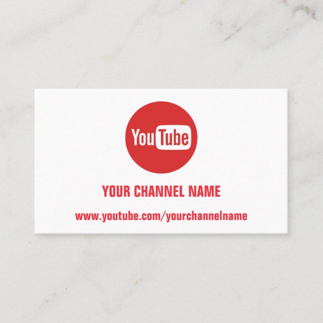 CHANNEL YOUTUBER LOGO QR CODE RED LOGO WHITE VISITENKARTE (Vorderseite)
