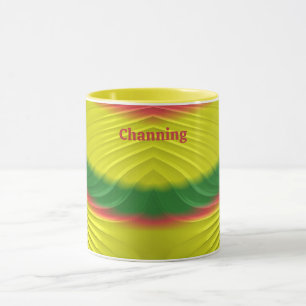 CHANNING ~ HELLES Rot Grün Gelb Fraktal ~ Tasse