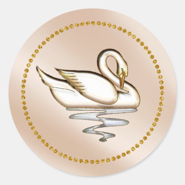 Chanpaigne Gold Swan Classic Round Sticker (Vorderseite)