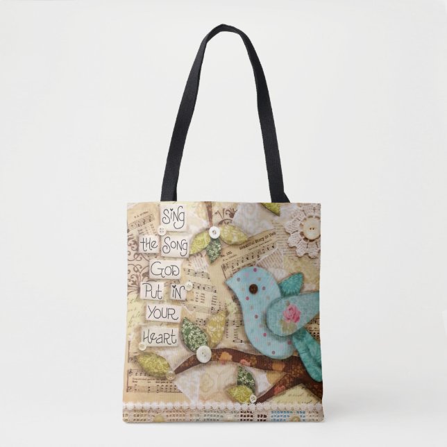 "Chanson à votre coeur" oiseau 16"" sac (Devant)
