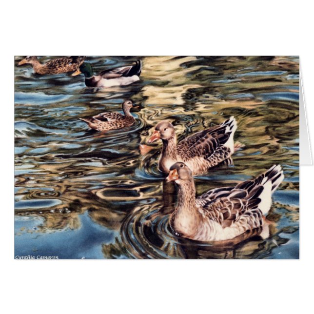 Chanson d'automne - oies et canards dans l'étang (Devant horizontal)