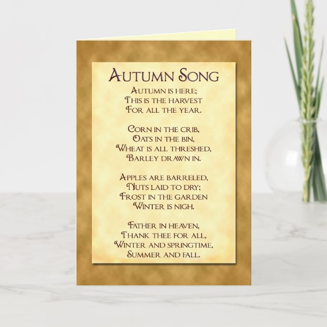 Chanson d'automne Thanksgiving Poem Cartes de voeu (Devant)