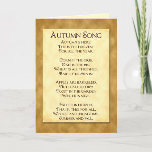Chanson d'automne Thanksgiving Poem Cartes de voeu