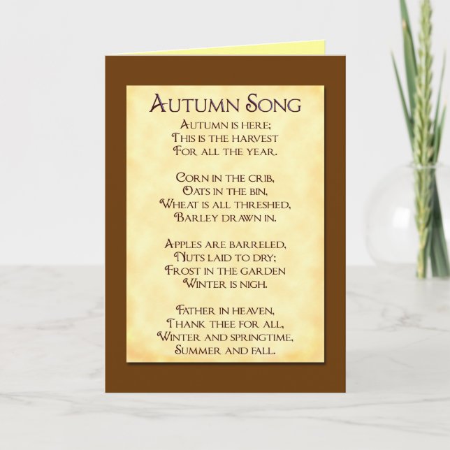 Chanson d'automne Thanksgiving Poem Cartes de voeu (Devant)