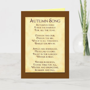 Chanson d'automne Thanksgiving Poem Cartes de voeu