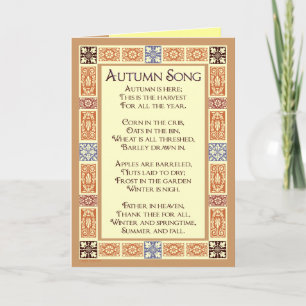 Chanson d'automne Thanksgiving Poem Cartes de voeu