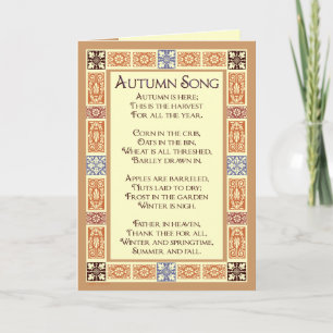 Chanson d'automne Thanksgiving Poem Cartes de voeu