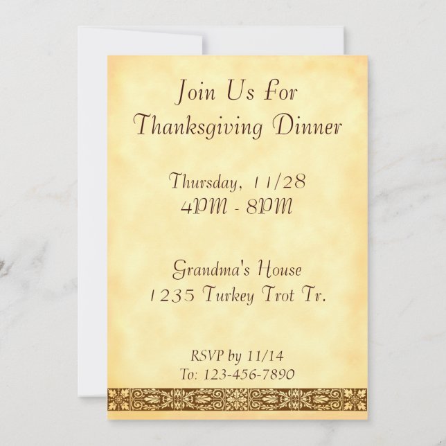 Chanson d'automne Thanksgiving Poem Invitations pe (Dos)