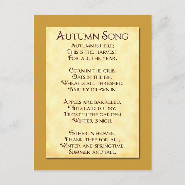 Chanson d'automne Thanksgiving Poster Carte postal (Devant)