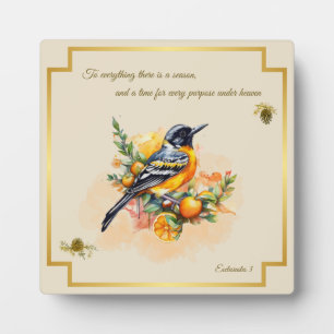 Chanson Oiseau Oriole Plaque Ecclesiastes 3