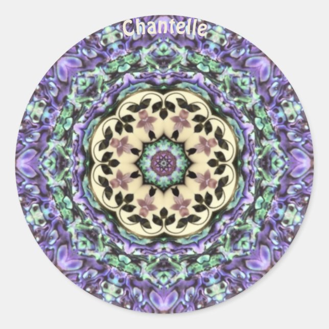 CHANTELLE ~ ABALONE ~ Paua Muschel Kaleidoskop Runder Aufkleber (Vorderseite)