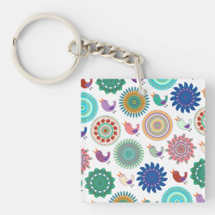 Chanter Bird et Mandala Cute Folk Art Motif