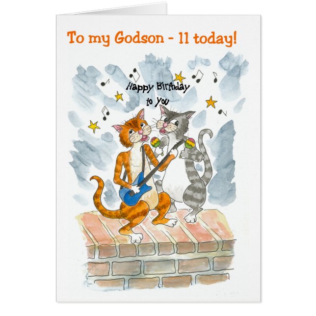 Chanter des chats 11e carte d'anniversaire amusant (Devant)