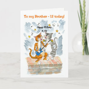 Chanter des chats 12e carte d'anniversaire amusant