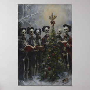 Chanteurs de Noël squelette effrayant - Impression