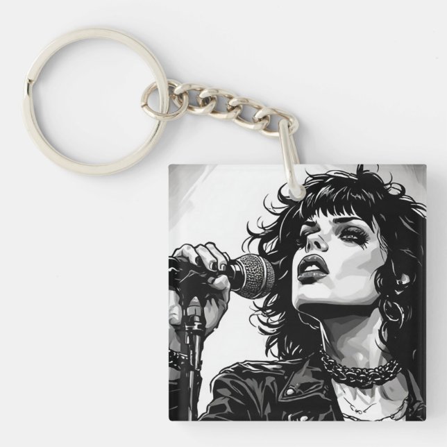Chanteuse Goth Punk Style Graphique Rétro (Devant)