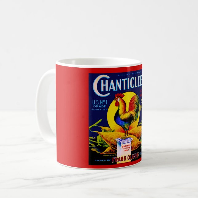 Chanticleer Hahn Etikett Kaffeetasse (Vorderseite Links)