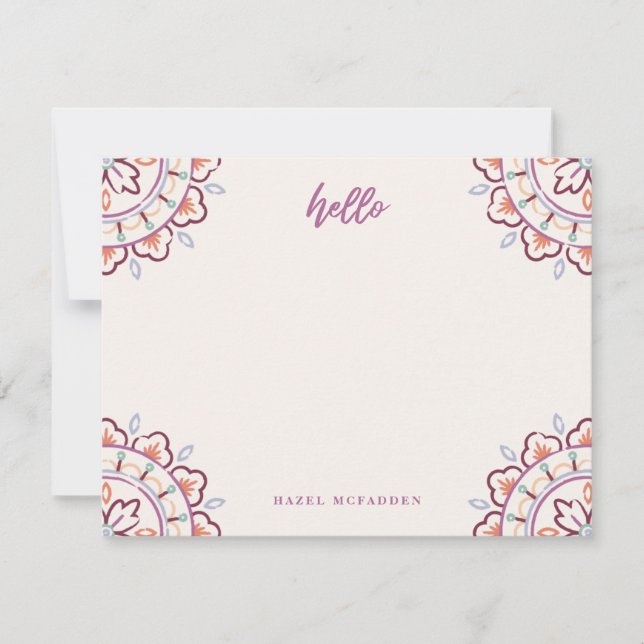 Chantilly Boho Mandala Stationery - Plum Mitteilungskarte (Vorderseite)