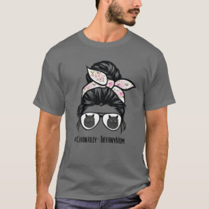 Chantilly-Tiffany Cat Mama Messy Bun Hair Glasses T-Shirt