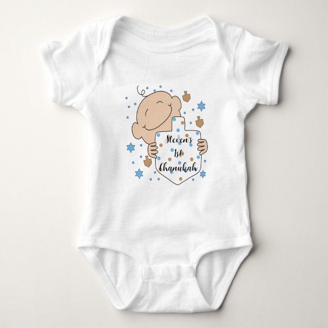 Chanukah Baby Blue Baby Bodysuit Baby Strampler (Vorderseite)